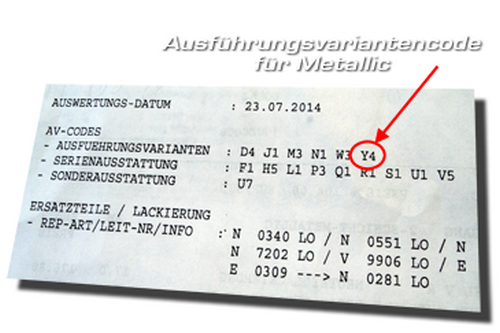 Auftragsauszug Audatex Lackdatenspeicherung